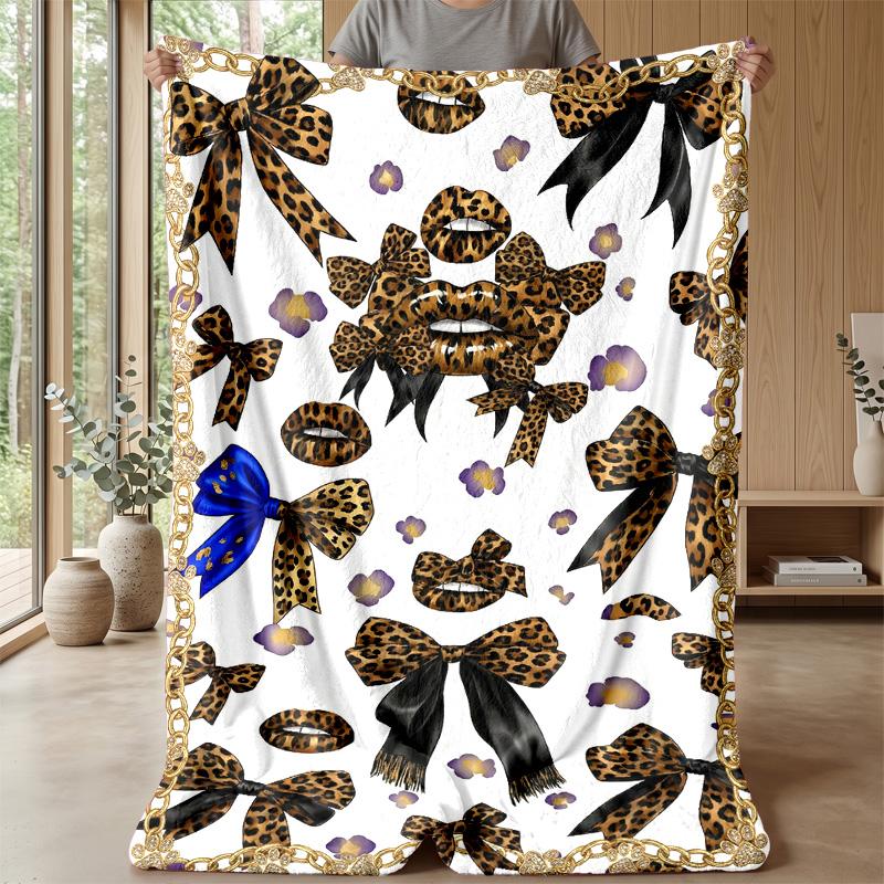 Leopard Print Elegance 2 Theme Blanket Lightweight Warm Flannel Blanket Decorative Throw Blanket for Home Decoration