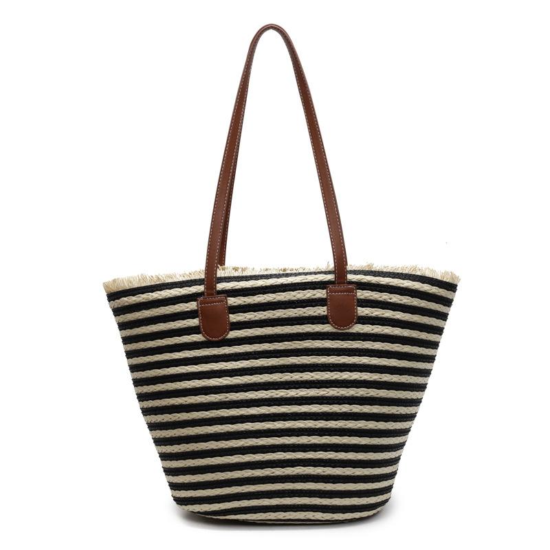 Woven bag women's spring handbag seaside tote bag large capacity niche design shoulder bag fashion bucket bag tide