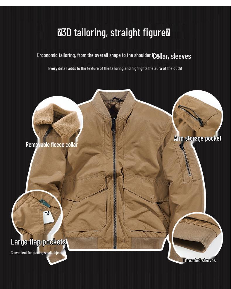 Men's Winter Warm Cotton Jacket with Detachable Fur Collar