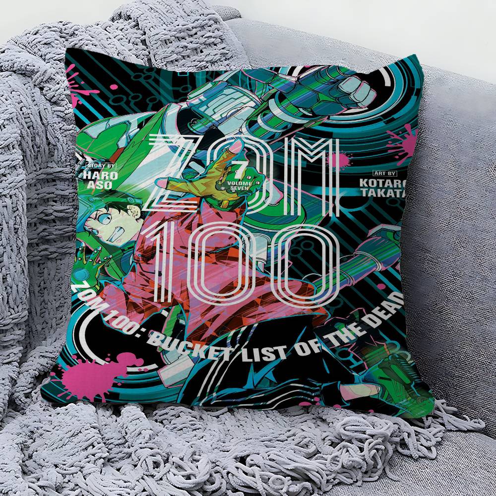 Anime Zom 100 Bucket List of the Dead Cushion Cover Inches Farmhouse Decor Home Throw Pillow Covers for Couch Decorations