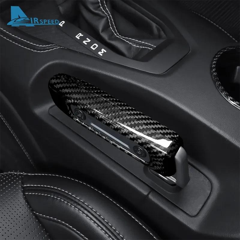 Real Hard Carbon Fiber Cover For Ford Mustang GT Dark Horse EcoBoost 2024 2025 2026 Replace Handbrake Grip Sticker Handle Trim