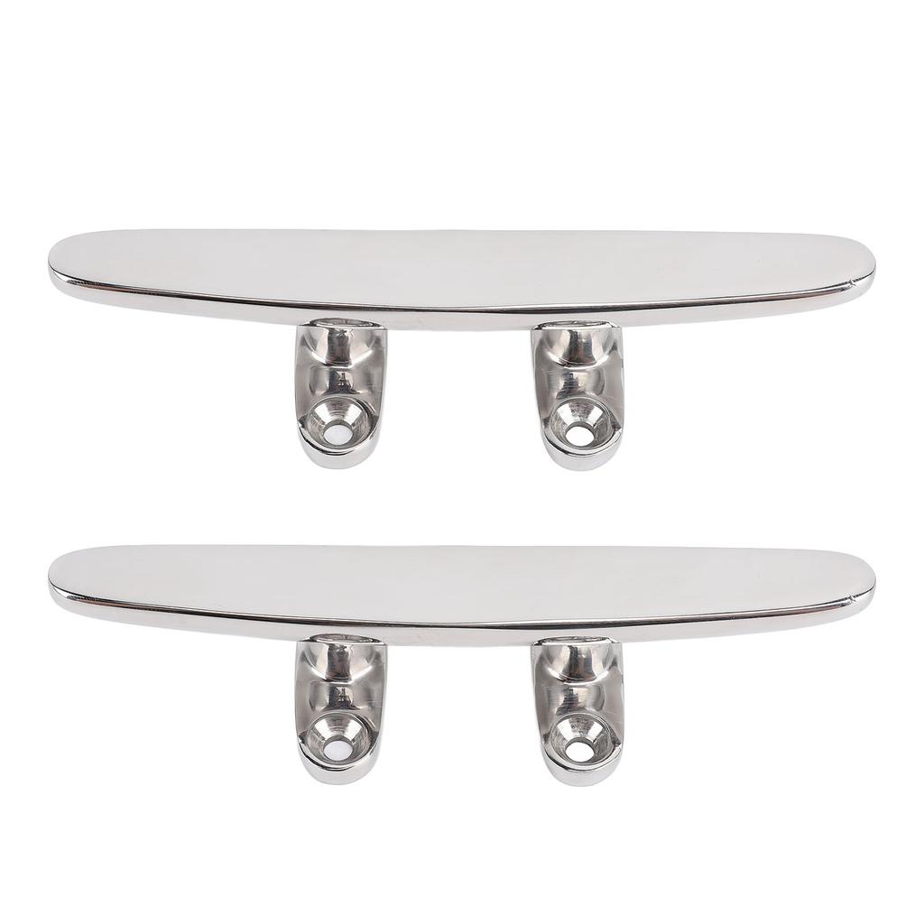2Pcs 6in Boat Cleat 316 Stainless Steel Heavy Duty Flat Marine Grade Rope Cleat for Yacht Speedboat Cargo Ship