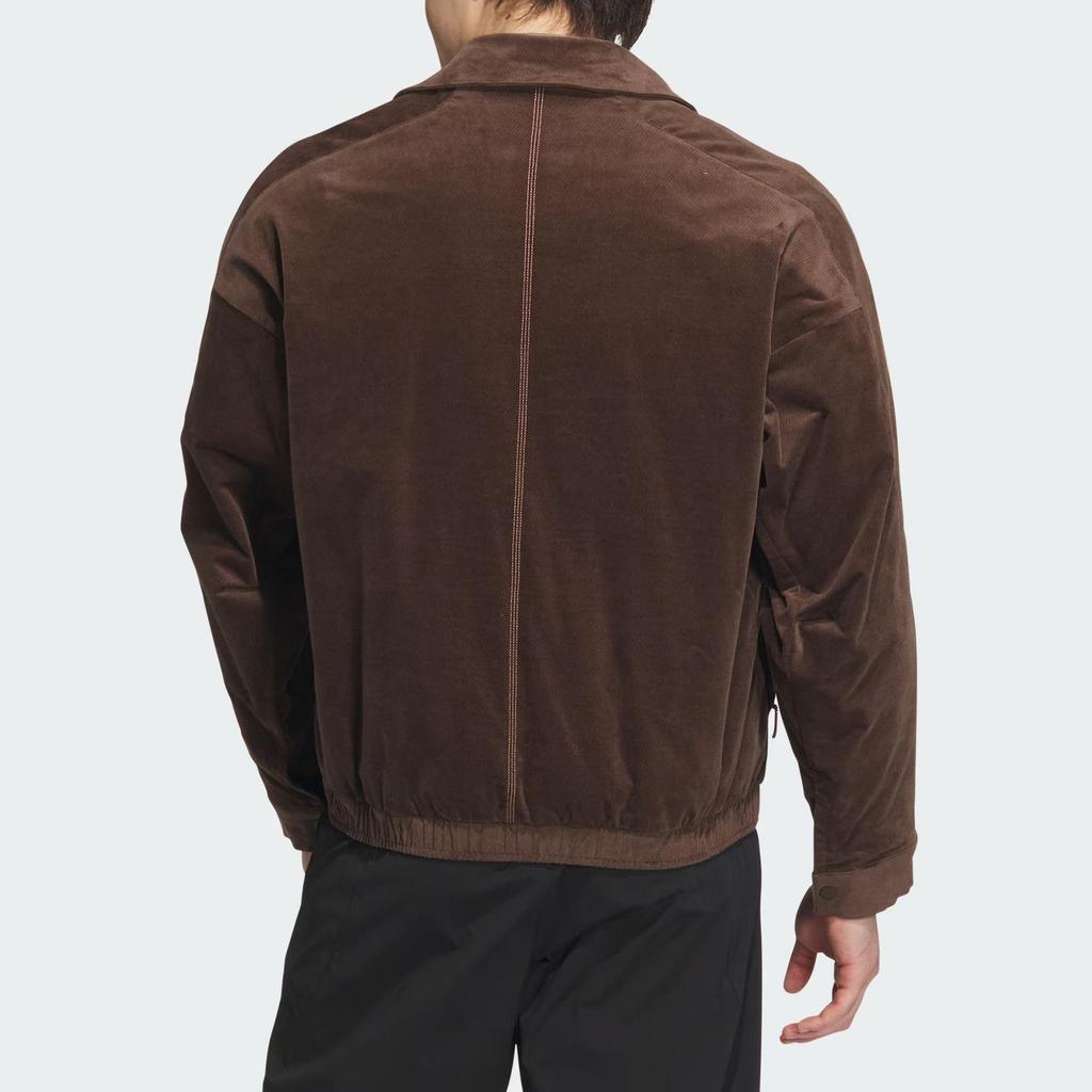 adidas Wuji Corduroy Button Front Casual Jacket Men Brown JI8721