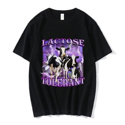 Lactose Tolerant Funny Meme Graphic T-Shirt Men Vintage Fashion Short Sleeve T-shirts 100% Cotton Casual Cozy Oversized T Shirts