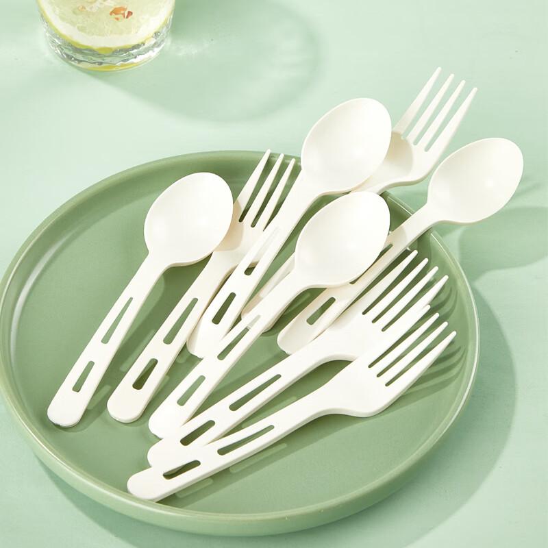 SHUANG YU Disposable Spoons, 50 Individually Wrapped, Thickened Plastic Soup Spoons, for Starch-Based Desserts, Fruit Dishes, Takeout, And Rice