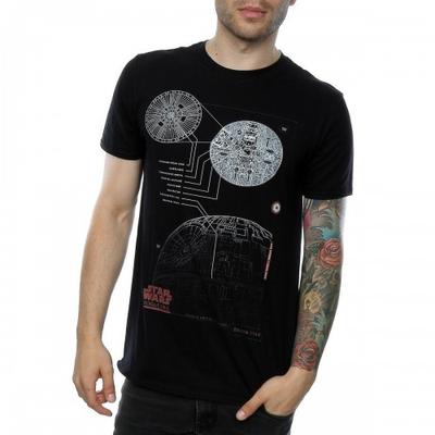 Guerra das Estrelas: Rogue One Mens Death Star planeja camiseta de algodão