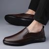 Fashion Handmade Men's Business Shoes High Quality Mens All-match Loafers Genuine Leather Mens Slip on Walking Shoes Stylish Male Flats