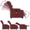 Electric Massage Recliner with Rising Function Burgundy Artificial Leather