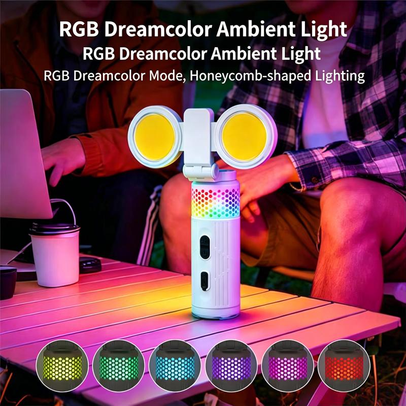 Outdoor Multifunctional Camping Lamp Colorful Dynamic Atmosphere Type-C Tent Lamp Rechargeable with Magnetic Absorption Portable
