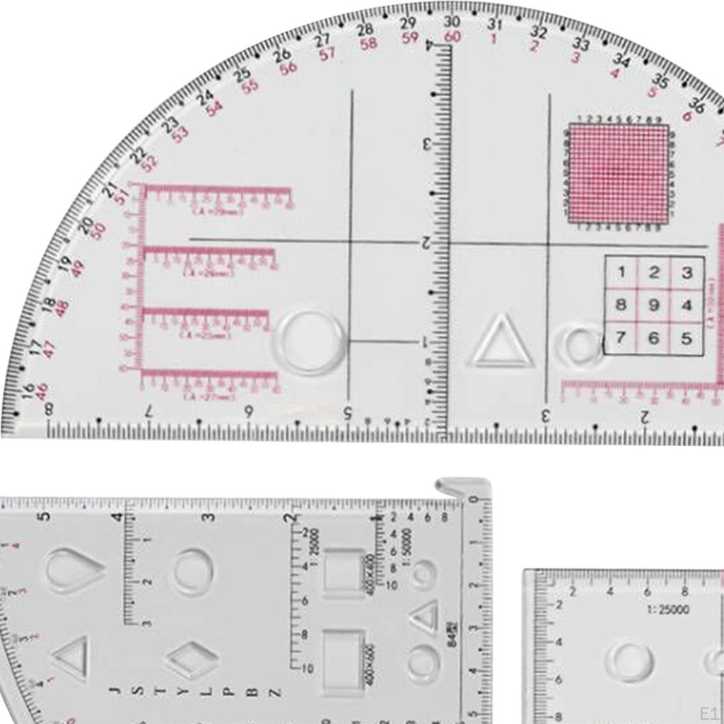 3 Pieces Protractor Multifunctional Learning Tool Half Round for Home Outdoor Gifts