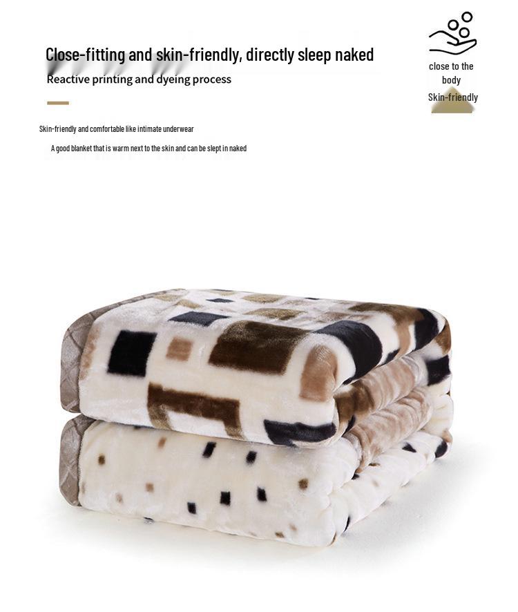 Double-Layer Thickened Raschel Blanket - Winter Warm Quilt & Mattress Cover for Weddings, Air Conditioning, and More.