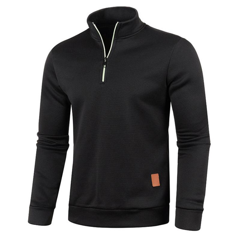 Einfarbig Mantel Männer Herbst Winter Lange Sleeve Zipper Stehkragen T-shirts für Männer Pullover Top Sport Männlich