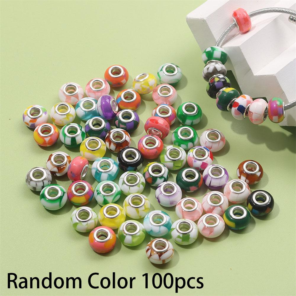 30/50/100pcs Jelly Color Mixed Garden Beads European Craft Beads Large Hole Interval Beads DIY Jewelry Bracelet Necklace Jewelry Making