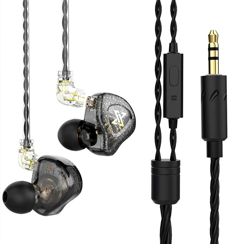 QKZ CK5 Wired Earphones In-Ear Headphones with Mic Volume Control HiFi Stereo Sound Deep Bass Tangle-Free for Phone Laptop PC