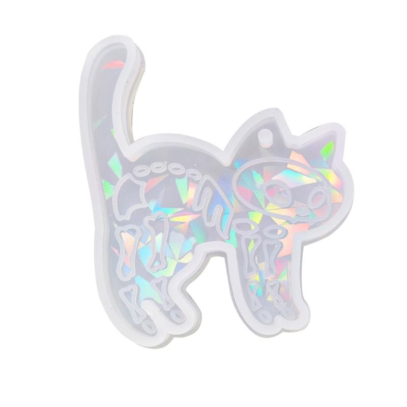 Jewelry Casting Mold Cute Cat Silicone Mold Holographic Resin Mold for DIY Wind Chime Keychains Earring Pendant