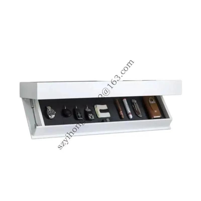 

Wall Mounted Wine Cabinet Storage Shelf with Secret Compartment Valuable Items Concealed Privacy Box білий
