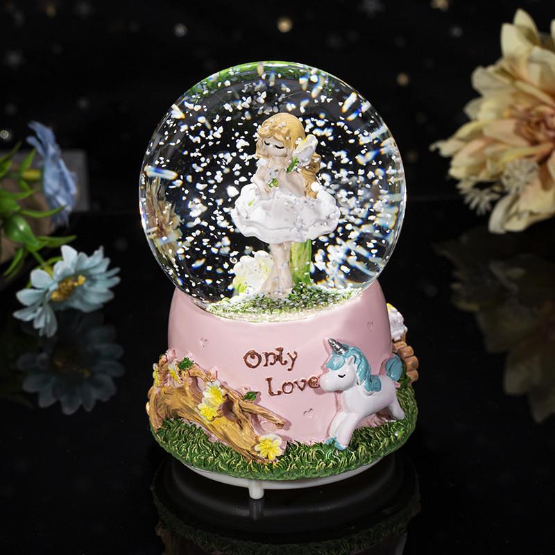 Prayer Crystal Girl Ball Music Box Room Decorated With Nightlights Aaa Battery