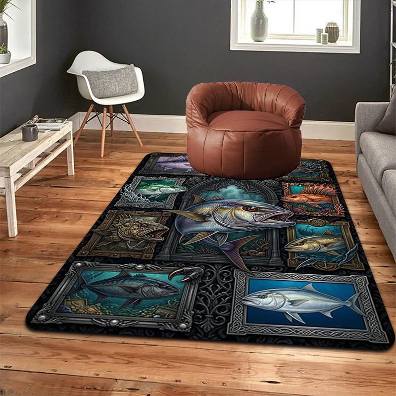 Marine Life Pattern Rug Floor Mat for Living Room or Bedroom Soft and Comfortable Carpet a Gift for Birthday and Holiday.