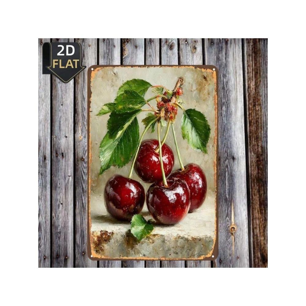 Red Cherry Metal Wall Art Sign for Bar Decor