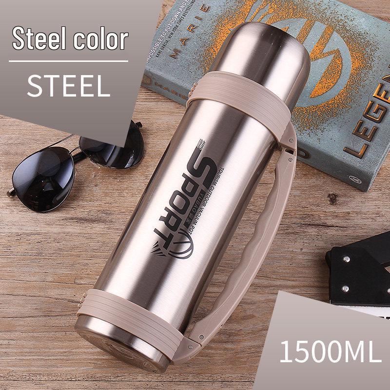 Men's 1500ml Stainless Steel Travel Thermos Flask - Large Capacity Outdoor Vacuum Bottle