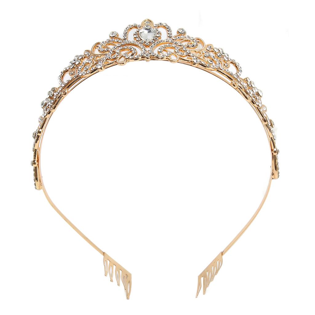 Gold Bridal Crown Fashionable Beautiful Elegant Glittering Wedding Princess Crown for Party