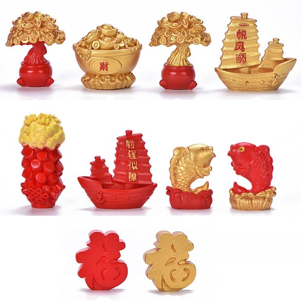 

Китайский стиль Welth Lucky Charm Lucky Charm Миниатюрная статуя денежного дерева Смола Золотой слиток Статуэтка