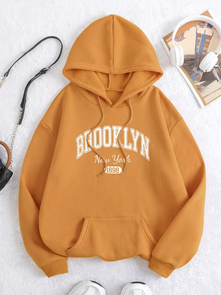 Brooklyn New York 1898 City Letter Men Women Sweatshirt Fashion Crewneck Hoodies Autumn Hip Hop Clothing Casual Couple Hoody