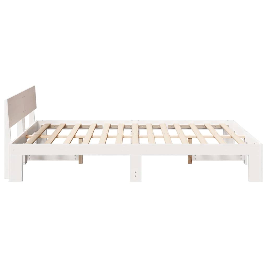 Bed Frame with Headboard White 140 x 200 cm Solid Pine Wood