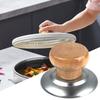 1PC Solid Wood Lid Handle Stainless Steel Pot Twist Pot Cap Anti-scalding Round Wooden Handle Kitchen Pan Replacement Parts
