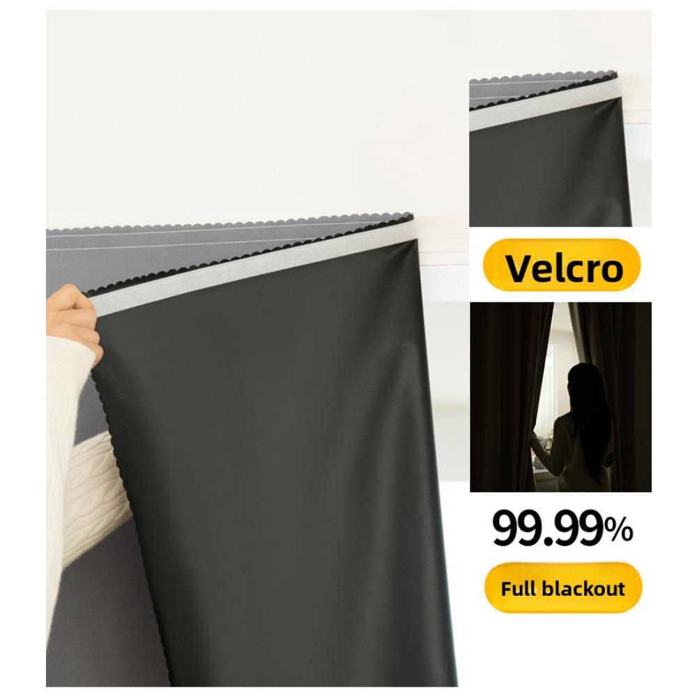 Velcro Full Blackout Curtain No Drill Installation Window Sun Shade UV Protection Door Curtain