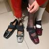 New Women's Fashion Single Shoes Low Heel Non-slip Soft Sole Square Head Casual Solid Color Sheepskin Women's Shoes Four Seasons Flat Sole Single Sh