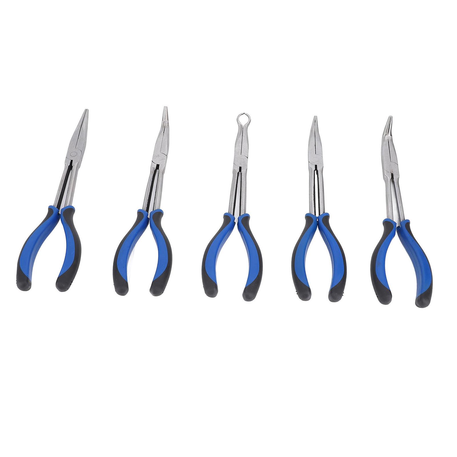 

Набор из 5 длинногубцев с 11-дюймовой ручкой, стальной эргономичной рукояткой, изогнутыми на 90 градусов длинными круглыми губками 25 45