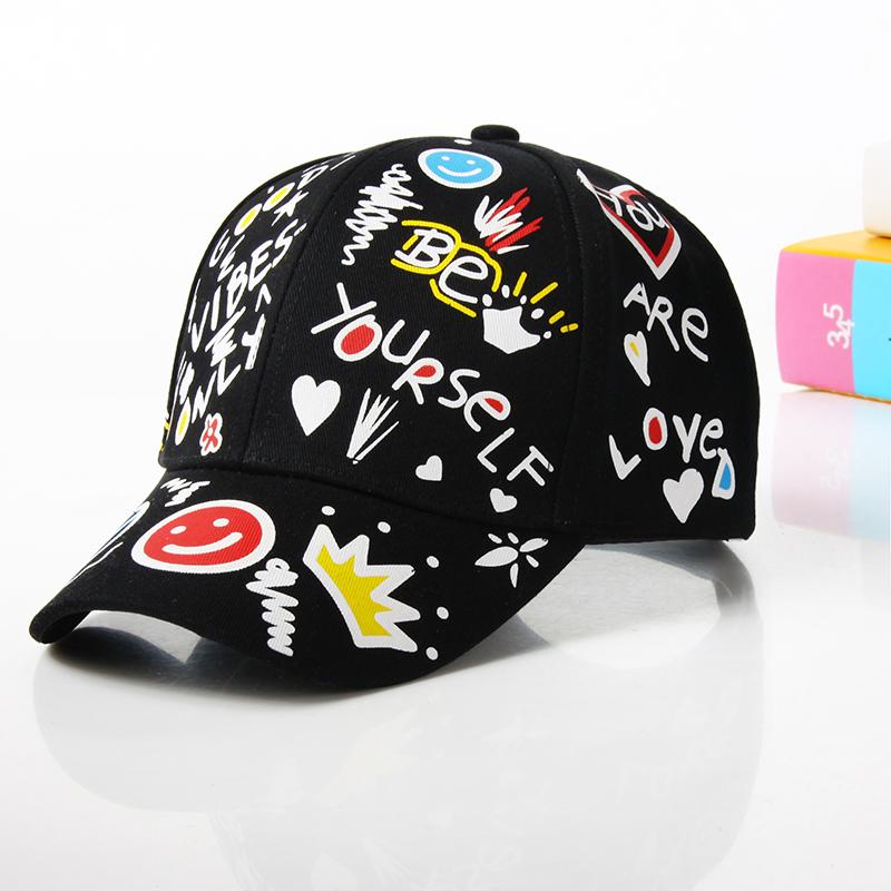 Fashion cotton Graffiti boy girl Baseball caps Children Printed snapback hat Kids Popular hip hop hat Cap hot sell