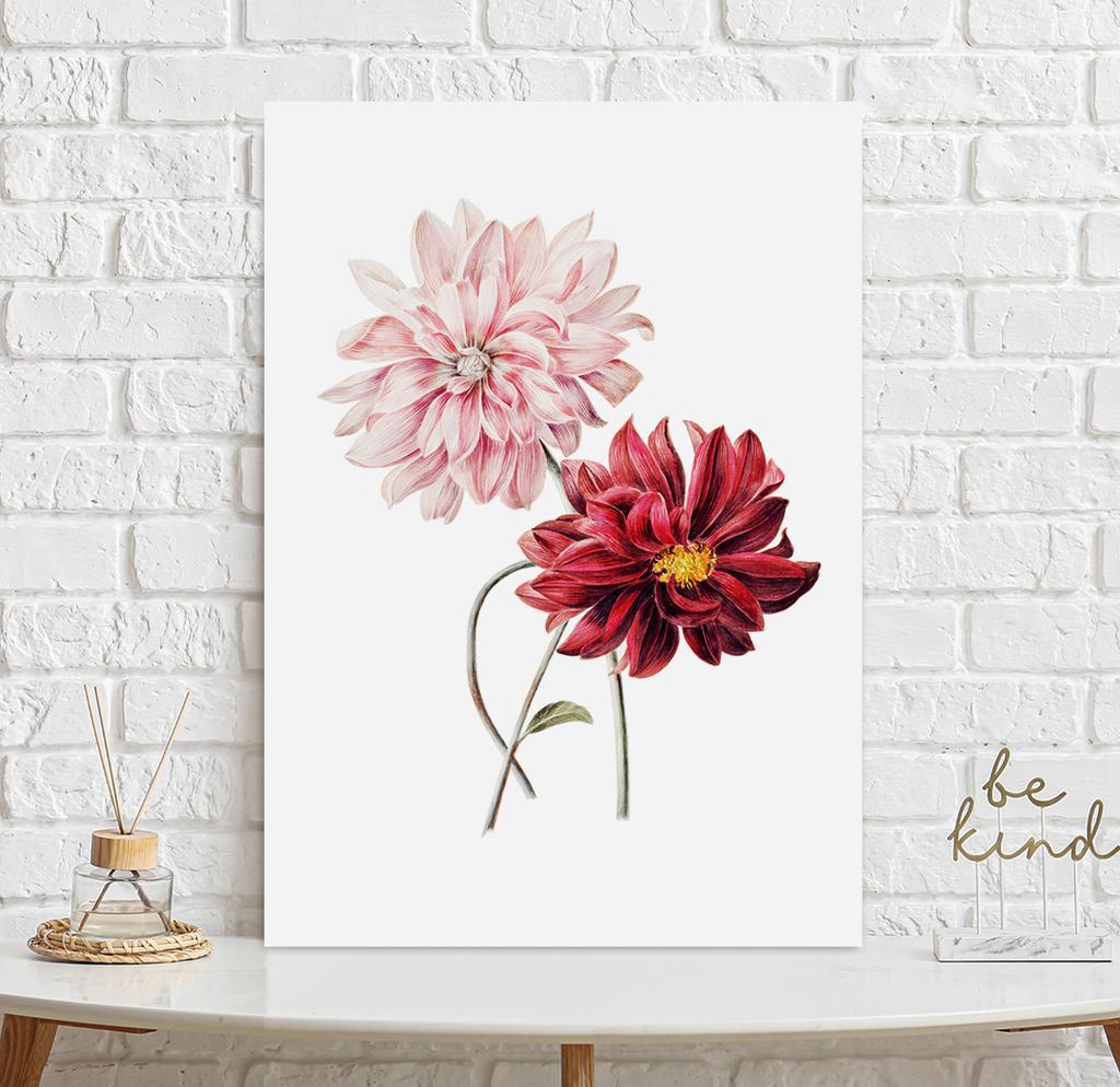 Poster Pink Flowers Vintage