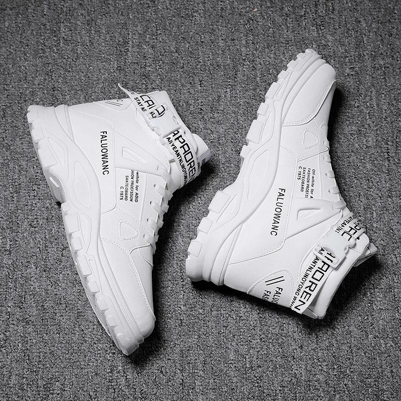 Winter High Top Men Casual Shoes Leather Outdoor Man Sneakers High Quality Male Walking Sport Shoes Handmade No-slip Mens Boots