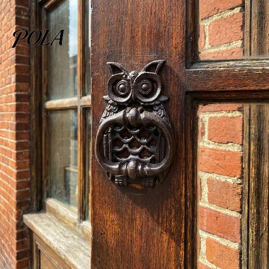 Retro Eule Türklopfer, Hohl geschnitzte Wanddekoration aus Schmiedeeisen, Mehrzweck-Verdickter Rostfreier Schrankgriff, Vorgebohrte Löcher für Tor Schrank