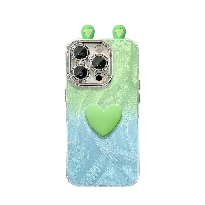 Gradient Love Ear Dolls Suitable for Apple 16 Feather Yarn Mobile Phone Case Vivo Xiaomi Oppo Huawei 13promax