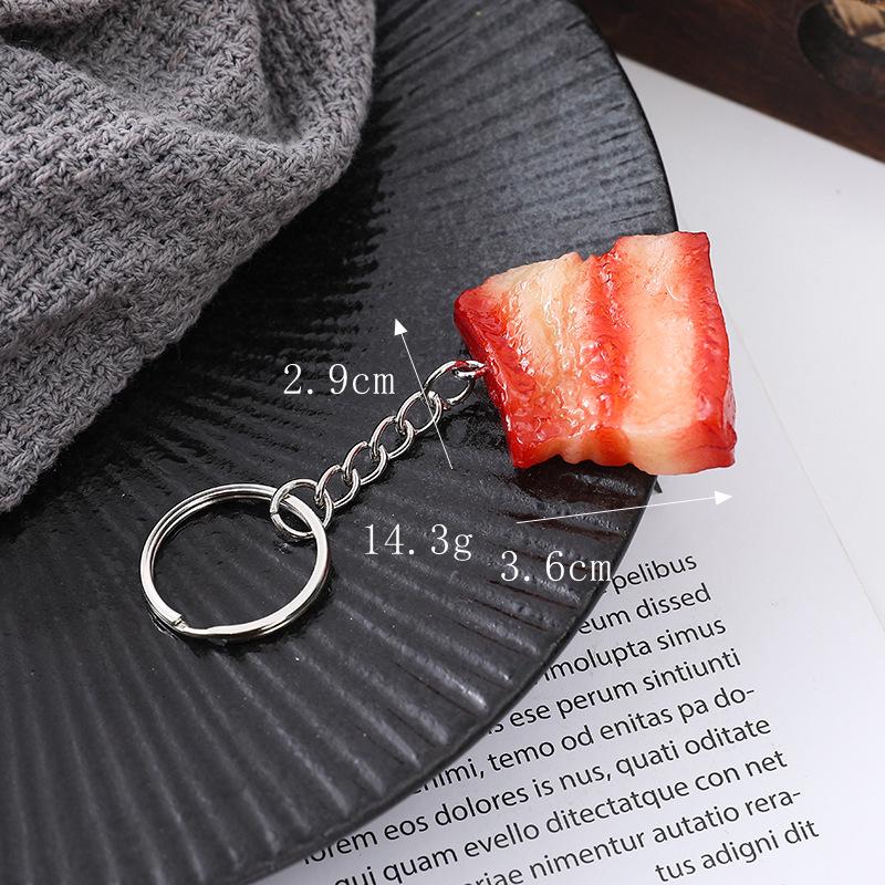 Dongpo Pork Model Keychain: Braised Pork, Beef Cubes, & Faux Streaky Pork Props for Kitchen Decor