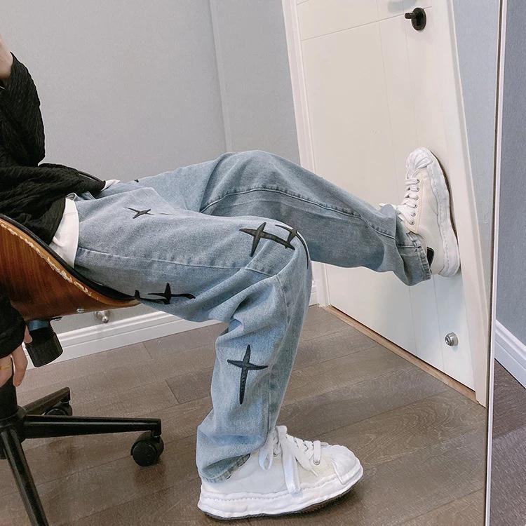 Men's Wide-Leg Loose Jeans - Korean Trend, Spring/Autumn 2026 Cropped Pants