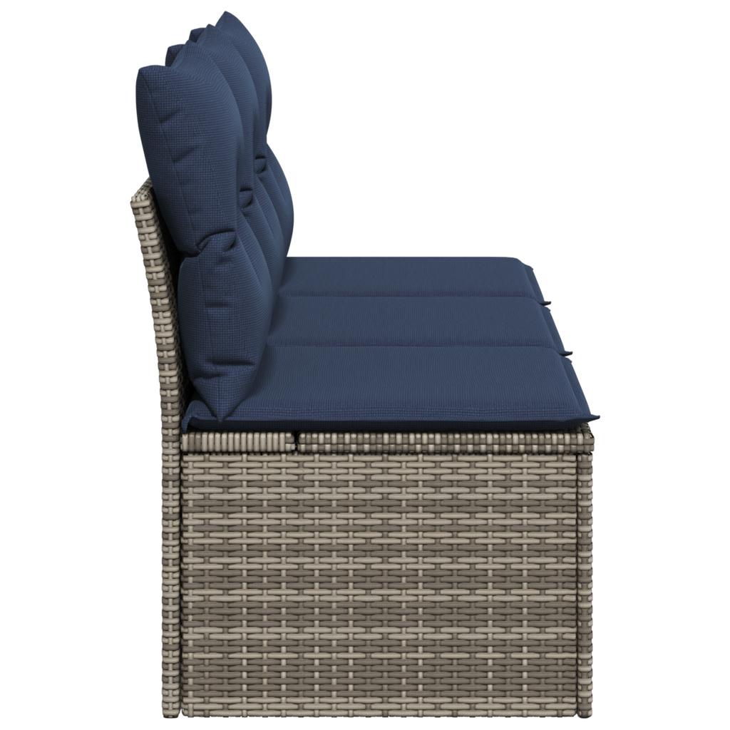 Garden Sofa with Cushions 3 Seater Gray Poly Rattan