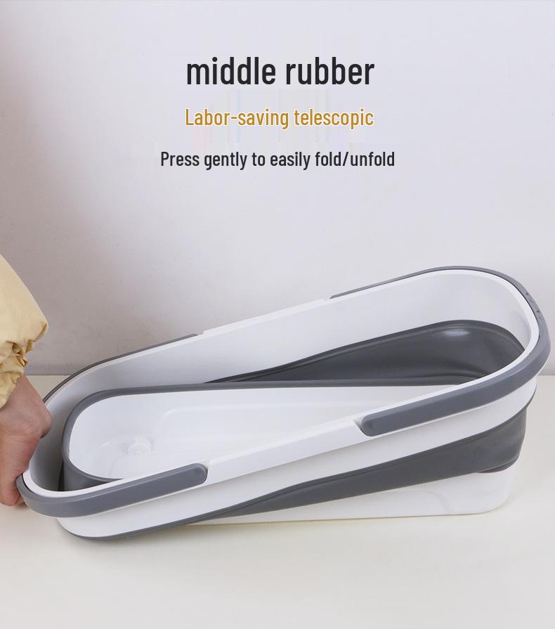 Foldable Rectangular Mop Bucket with Wheels and Handle - Portable Silicone Mopping Bucket