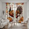 2pcs HD Thanksgiving Rooster Pumpkin Decorative Curtain Yellow Tie Digital Printed Curtain Home Decor Style Decoration Living