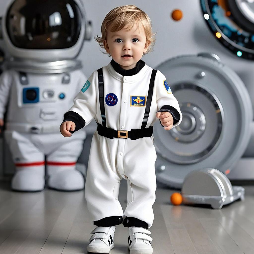 Toddler Astronaut Costume Baby Boys Space Suit Rompers Infant Halloween Birthday Party Cosplay Fancy Dress Jumpsuit