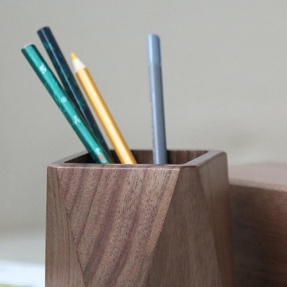 M-Modern-Stationery Storage Black Walnut Simple Desk Office Pen Holder Student Calligraphy Multi-Function Storage