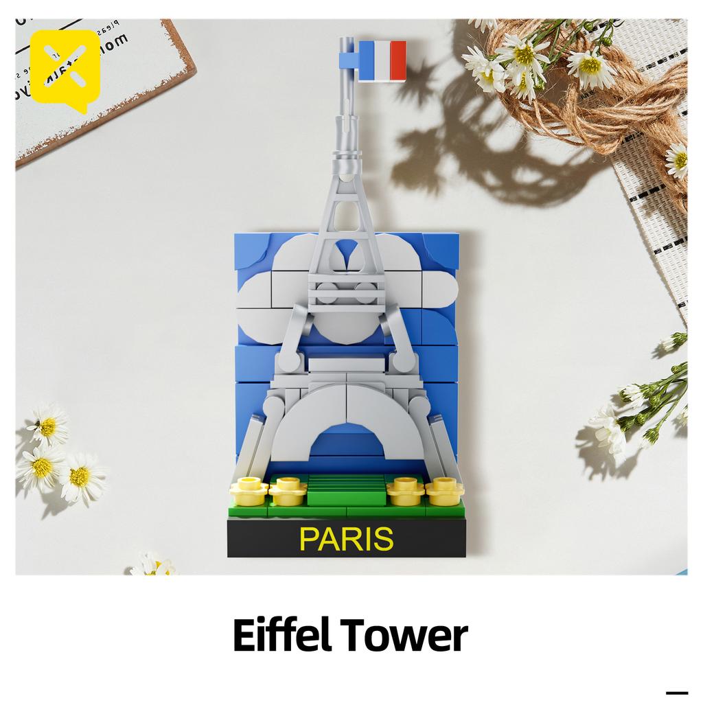 World-famous Refrigerator Magnet Building Blocks Stickers Toys Famous City History Children's Assembled Brick Halloween Easter