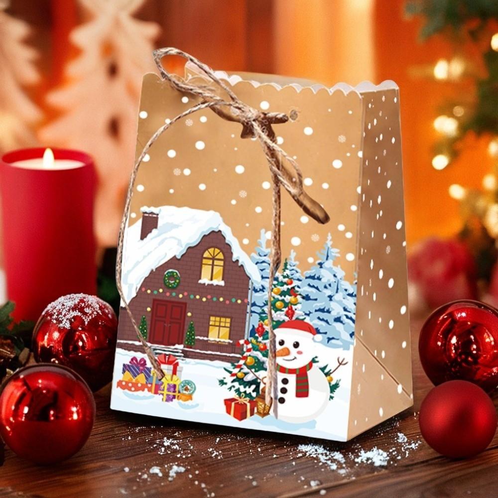 10pcs Drawstring Closure Gift Wrapping Bags Thicken Snowman Gift Bags  Party Decoration