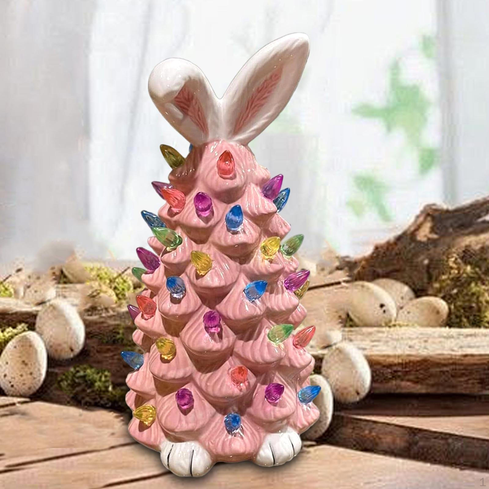 Easter Bunny Statue Resin Figurine Desk Crafts Gift Ornament Decoration Sculpture for