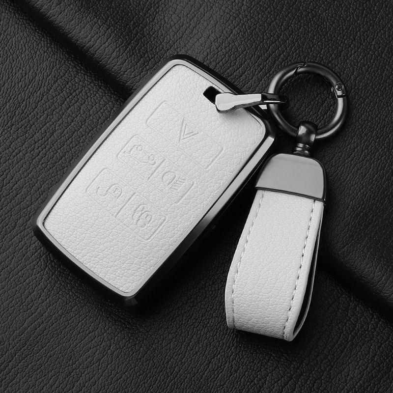Metal and Leather Car Key Case Cover For Land Rover Range Rover Discovery Evoque Sport Velar Key Protection Shell Accessories