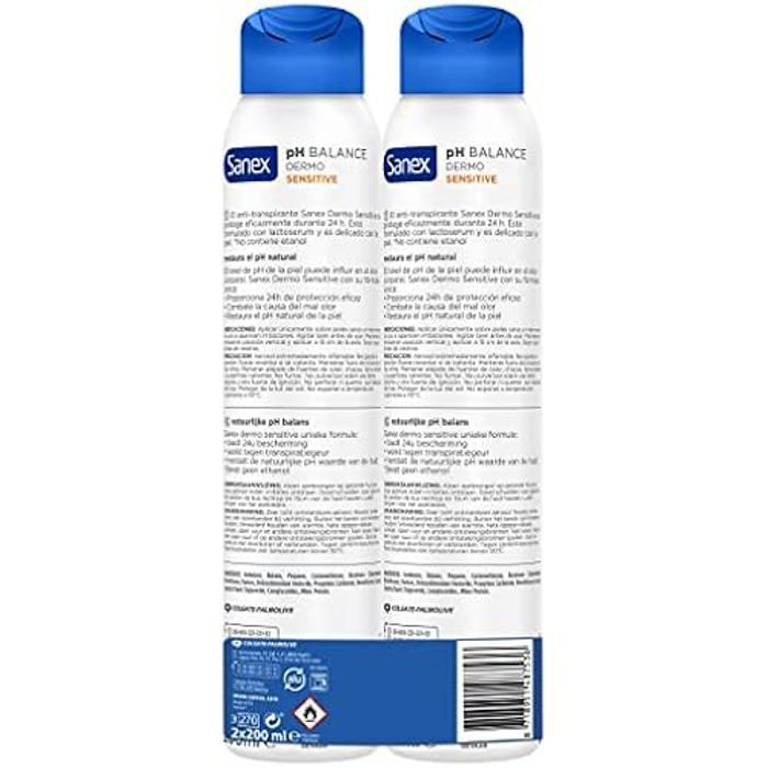 Déodorant Vaporisateur - Sanex - Dermo Sensitive - Hypoallergénique - Protection Efficace - Peau Sensible