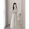 French square collar sweet gentle wind dress women's summer women's clothing waist thin ruffle edge long fairy skirt